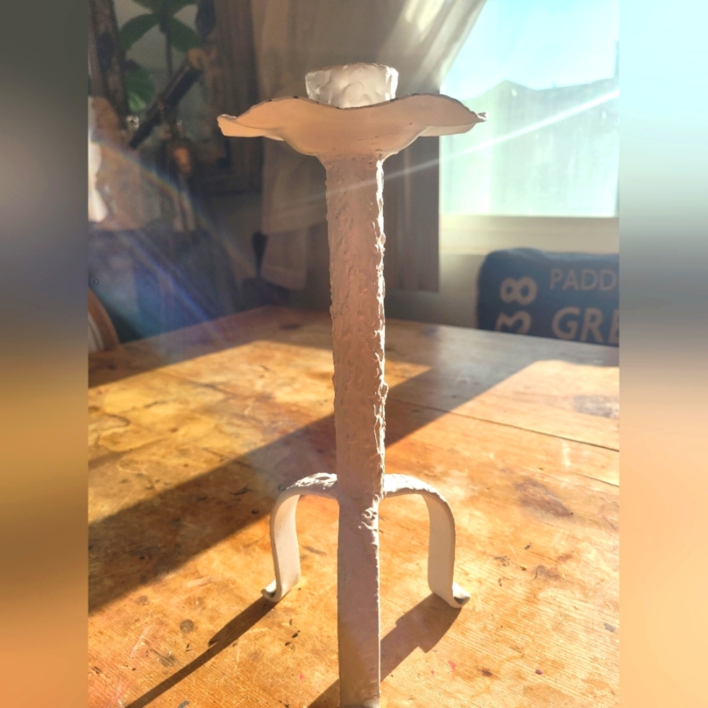 Vintage Brutalist Metal Candle Holder